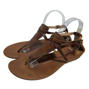 Timberland Sandals Womens Size 9.5 Earthkeepers T-Strap Brown Leather Adjustable